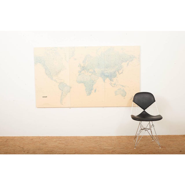 Cream Swissair World Map on Wooden Boards with Metal Connectors For Sale - Image 8 of 13
