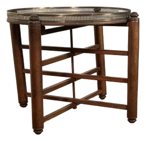 Vintage Wood Folding Tray Table Removable Serving Tray Brass Gallery