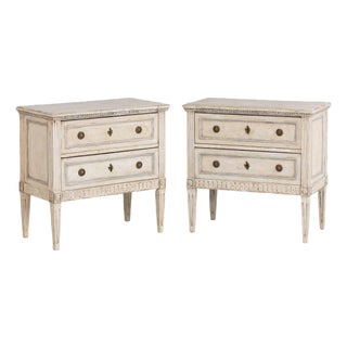 Pair of 19th C. Italian Neoclassical Style Painted Bedside Commodes For Sale