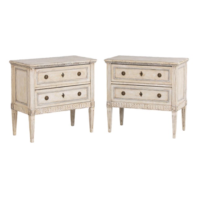 Pair of 19th C. Italian Neoclassical Style Painted Bedside Commodes For Sale