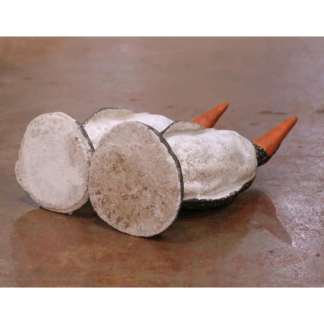 Black Pair of Mid 20th Century French Outdoor Weathered Painted Stone Penguin Sculptures For Sale - Image 8 of 8