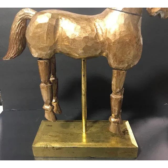 Vintage Reticulated Golden Wooden Horse For Sale - Image 4 of 13
