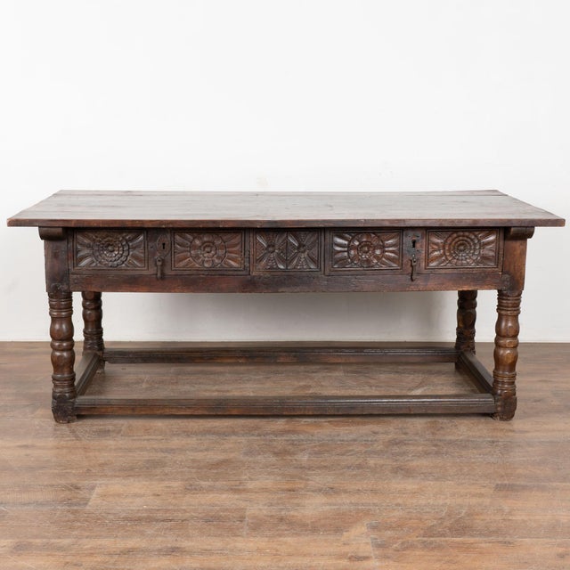 Baroque 18th Century Spanish Console Table With Two Carved Drawers For Sale - Image 3 of 18
