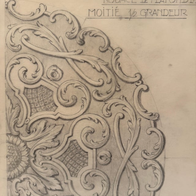 Paper Mid-20th Century Maison Jansen Original Architectural Detail Drawing, France For Sale - Image 7 of 7