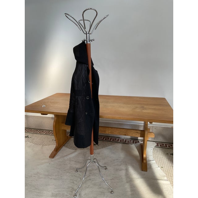 Brown Mid 20th Century Modern Atomic "Lotus" Coat Rack in Chrome and Teak For Sale - Image 8 of 13