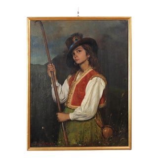 Domenico Pesenti, Portrait, Oil on Canvas, 19th Century For Sale