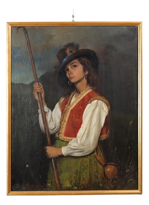 Domenico Pesenti, Portrait, Oil on Canvas, 19th Century