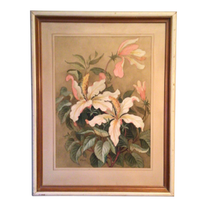 1915 California Artist Barbara Vinette Framed Original Floral Watercolor