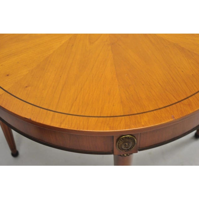 Late 20th Century John Scalia French Empire Style Round Cherry Wood Bouillotte Lamp Side Table For Sale - Image 12 of 15