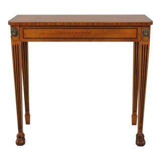 Banks Neoclassical Ribbon Mahogany Claw Foot Console Table For Sale