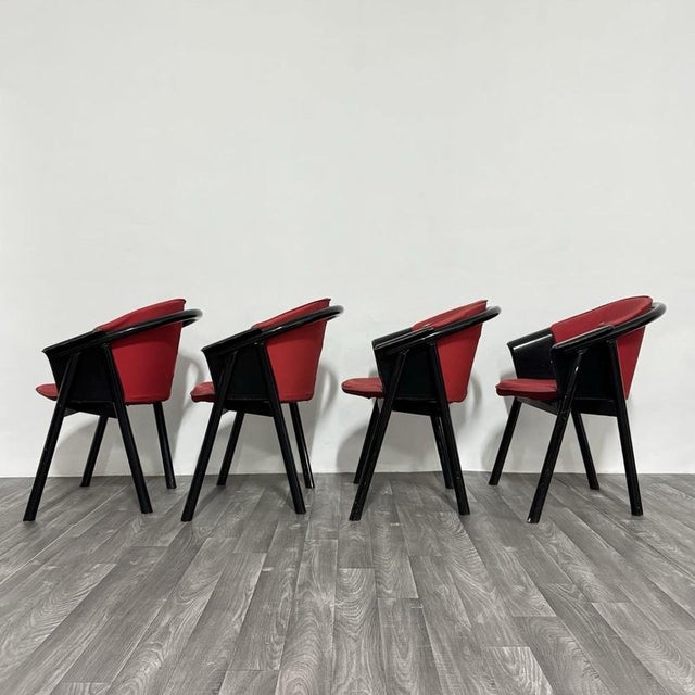 Modern Chairs in Lacquered Wood and Fabric from Pozzi & Verga, 1970s, Set of 4 For Sale - Image 4 of 18