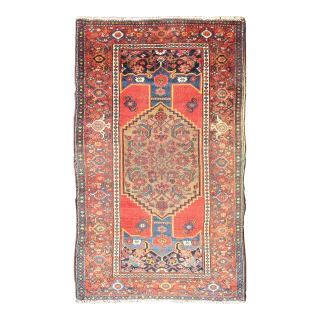 Antique N. W. Persian Rug With Medallion and Rich Red and Blue Tones 3'6 X 6'5 For Sale