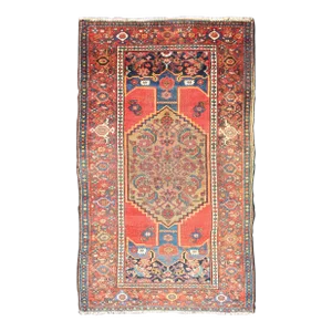 Antique N. W. Persian Rug With Medallion and Rich Red and Blue Tones 3'6 X 6'5