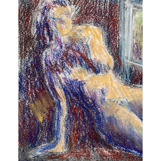 Adelaide Mckenzie Moss (1942-2026) nude by a window, pastel on monotype, signed lower right "A McK" Moss was born in New...