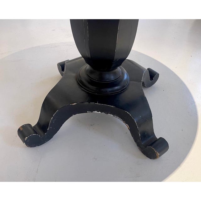 Wood Vintage Painted Pedestal Table, Round Center Table With Sculptural Base For Sale - Image 7 of 8