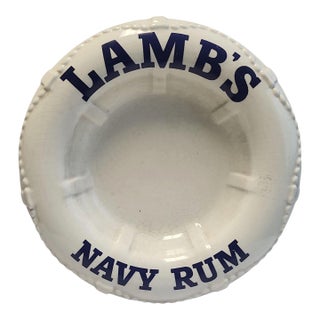 Vintage English Lamb's Navy Rum Life Buoy Pub Ashtray For Sale