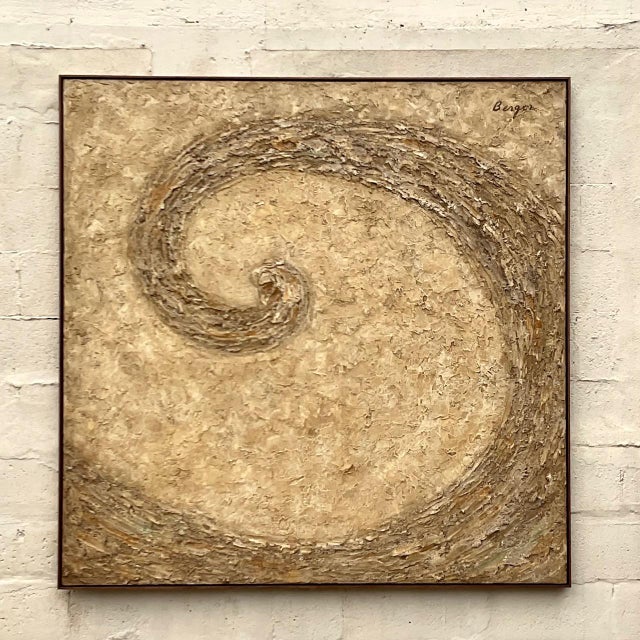 Late 20th Century Vintage Boho Monumental Abstract Swirl Painting For Sale - Image 5 of 7