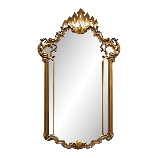 Antique Italian Gilded and Painted Rococo Style Mirror For Sale