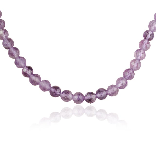 Early 21st Century Handcrafted 116 Ct Natural Amethyst Beaded Necklace 26 Inch - February Birthstone For Sale - Image 5 of 14