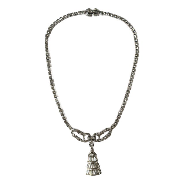 Diamond-Esque Tassel Pendant Necklace, Circa Late-20th Century For Sale