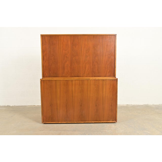 Robsjohn-Gibbings for Widdicomb Mid-Century Modern Sculpted Walnut Chest of Drawers With Bookcase Hutch Top, 1950s For Sale - Image 13 of 14