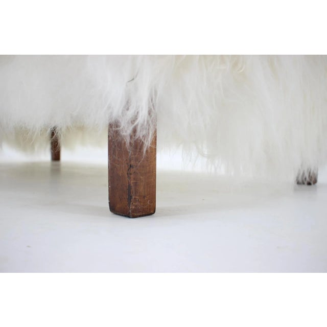 Czechoslovakian Art Deco Sheepskin Ottoman, 1930s For Sale - Image 8 of 17