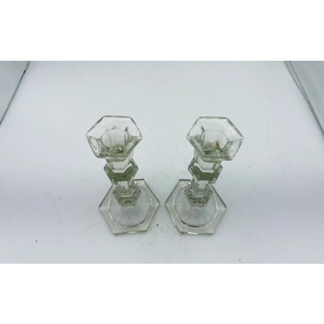 Mid-Century Modern Vintage Glass Candle Holders For Sale - Image 3 of 5