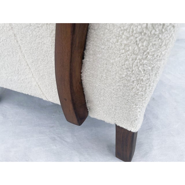 Art Deco Armchair in Lamb's Bouclé by J. Halabala, 1920s For Sale - Image 13 of 18