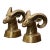 Pair of Vintage French Gilt Brass Ram Head Sculptures For Sale