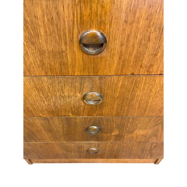 Vintage Mid Century Modern Bookshelf Cabinet With 4 Drawers For Sale - Image 10 of 11
