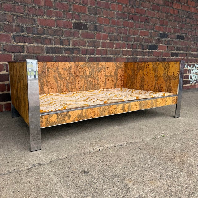Mid 20th Century Adrian Pearsall Chrome & Cork Loveseat Sofa for Craft Associates (1 of 2) For Sale - Image 5 of 12