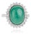 5.2 Carat Emerald & Halo Diamond Bohemian Cocktail Ring in Silver- Size 7 For Sale