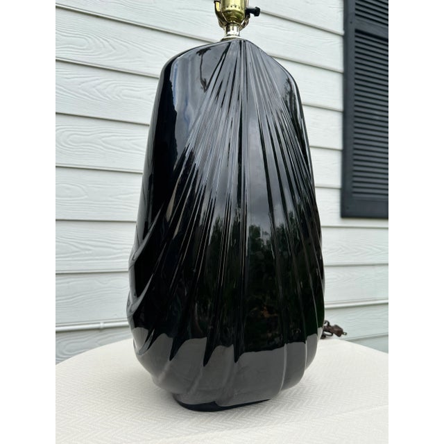 Art Deco Black Ceramic Large Table Lamp For Sale - Image 11 of 12