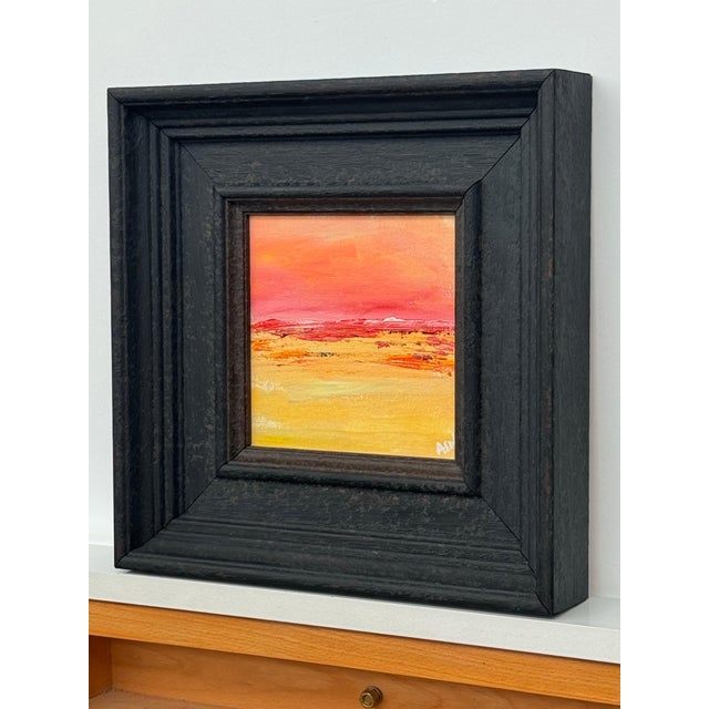 Persimmon Small Square Abstract Canvas Art Study with Red & Yellow by Contemporary Artist 2025 For Sale - Image 8 of 13