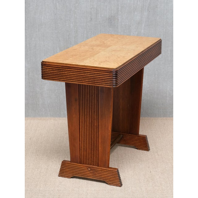 Grissinato Console Table in Walnut and Burl attributed to Gio Ponti, Italy, 1930s For Sale - Image 6 of 15