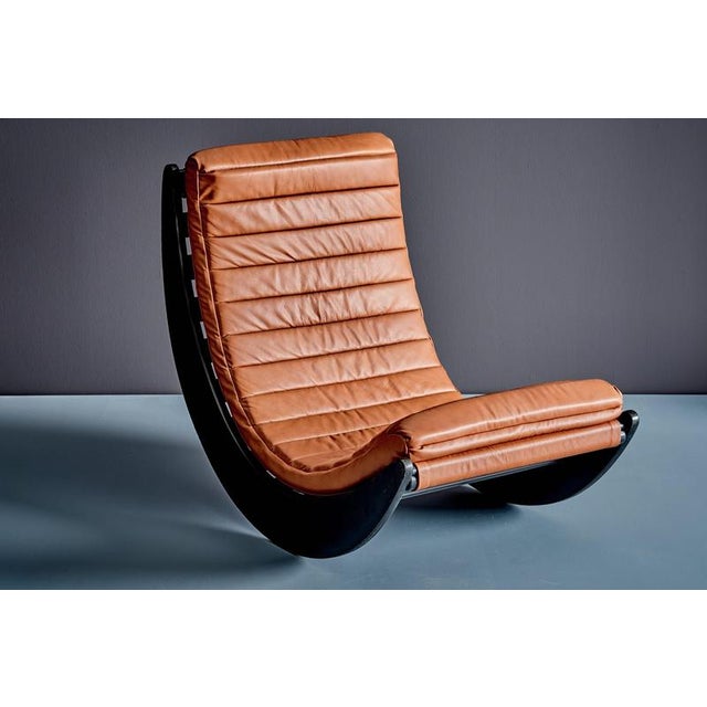 Verner Panton "Relaxer II" rocking chair, designed for Rosenthal Einrichtung, Germany, 1974. Reupholstered in brown...