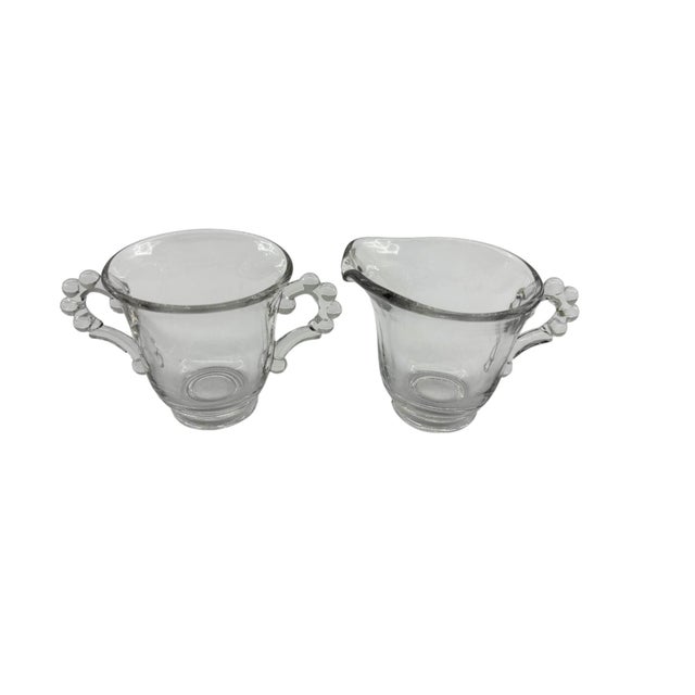 Glass Mid 20th Century Imperial Glass Candlewick Cream & Sugar Set For Sale - Image 7 of 8