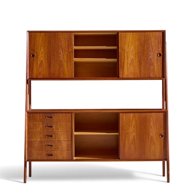 Wood Gunni Omann for Omann Jun Model 3 Mid Century Danish Teak Credenza and Hutch For Sale - Image 7 of 12