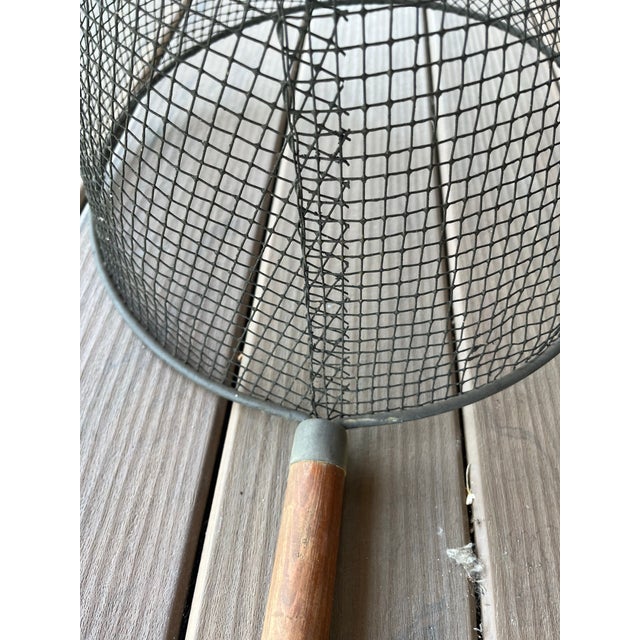 Wood Antique Wire Mesh Fish Net For Sale - Image 7 of 9