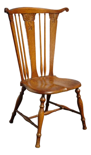 Unique Vintage French Country Brown Oak Side Chair