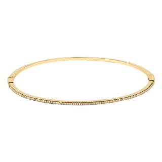 14K Yellow Gold 1/3 Cttw Diamond Half Eternity Bangle Bracelet (I-J Color, I2-I3 Clarity) - 7.75" Inches For Sale