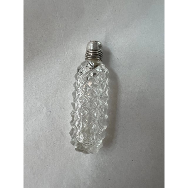 Victorian 1800’s Cut Glass Perfume Mini Bottle Sterling Top For Sale - Image 3 of 5