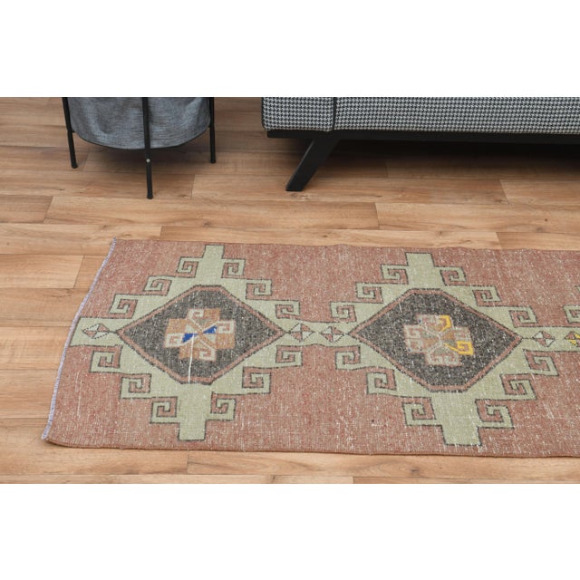 1970s Turkish Oushak Handmade Wool Cotton Orange Runner Rug For Sale - Image 9 of 11