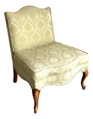 1950s Yellow Silk Damask Slipper Chair