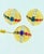 18 Karat Yellow Gold Ruby Sapphire and Diamond Earring and Stick Pin Set Estate For Sale - Image 4 of 8
