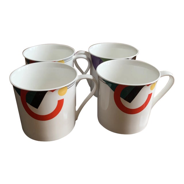 1990s Vintage Mikasa Maxima Art Deco Mugs- Set of 4 For Sale