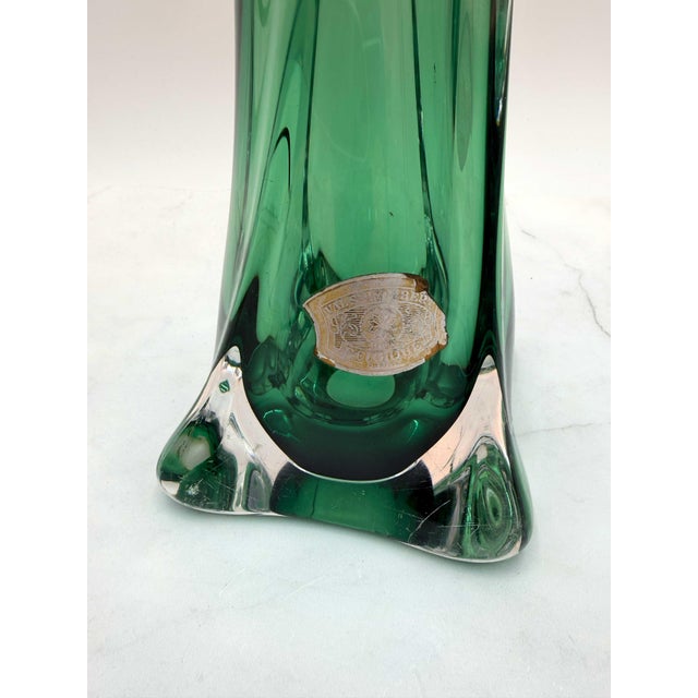 This crystal table lamp has a beautiful green-clear crystal color, deeper green towards the base and brighter towards the...