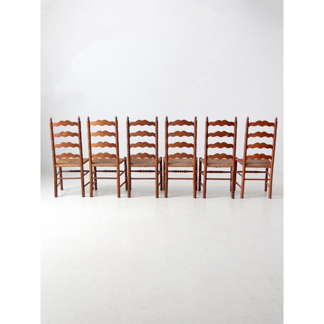 Brown Vintage Tell City Chair Company Rush Seat Dining Chairs Pair For Sale - Image 8 of 12