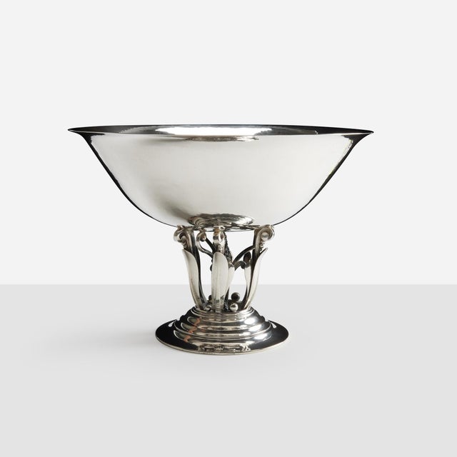 Art Nouveau Sterling Silver Centerpiece Bowl by Johan Rohde for Georg Jensen For Sale - Image 3 of 8