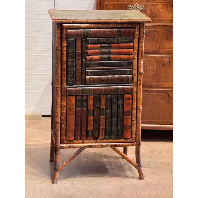 Traditional 1920s Bamboo Cabinet With Book-Front Door For Sale - Image 3 of 12